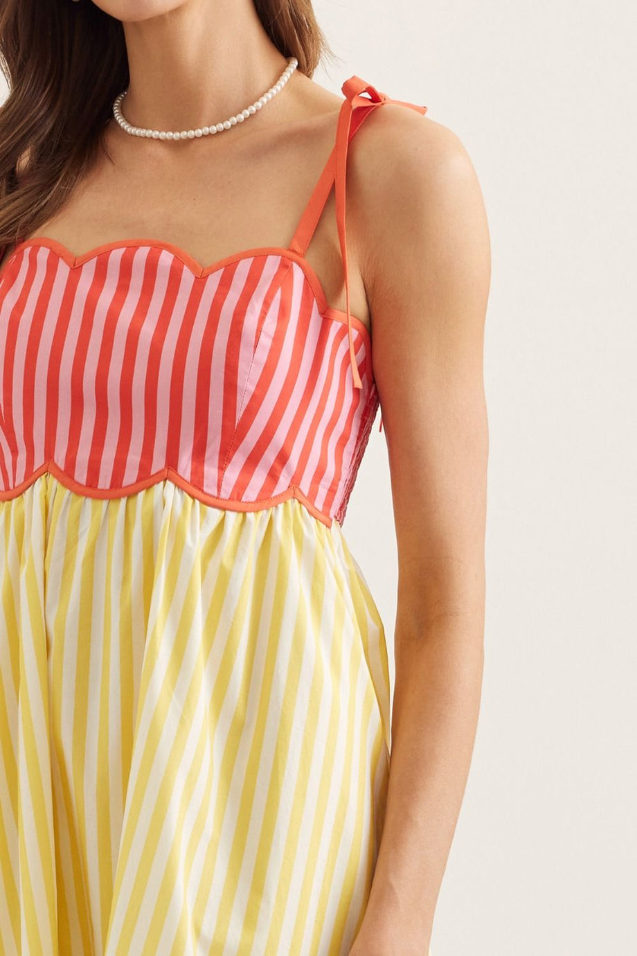 red and yellow striped dress Red paradiso striped short dress