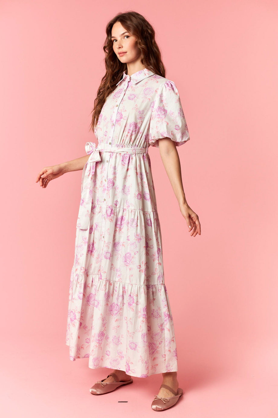 pink floral dress casual Pink Floral Flutter Sleeve Mini Dress - Casual Dresses