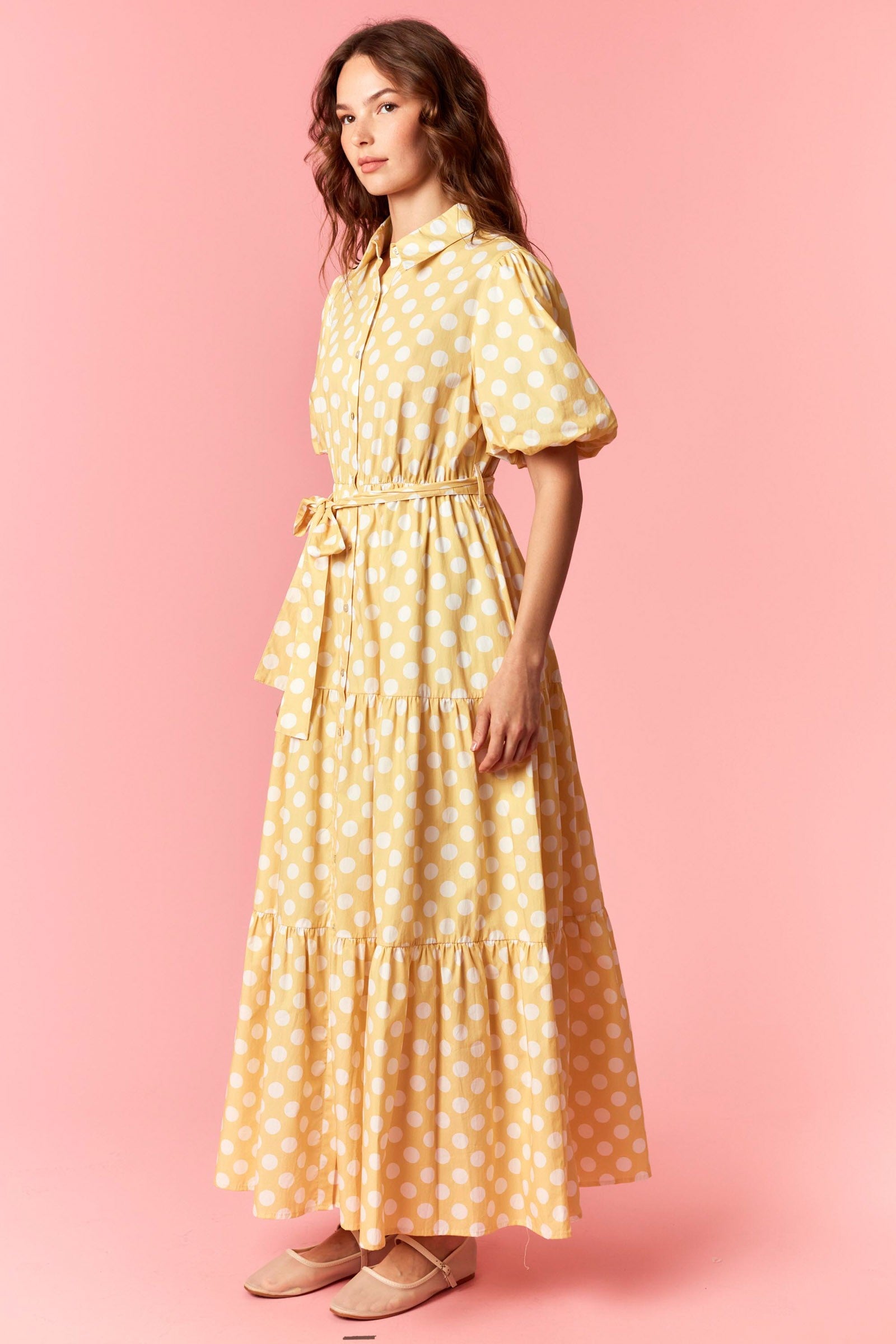 yellow polka dot dress 1950s Coquette Polka Dot Cotton Dress