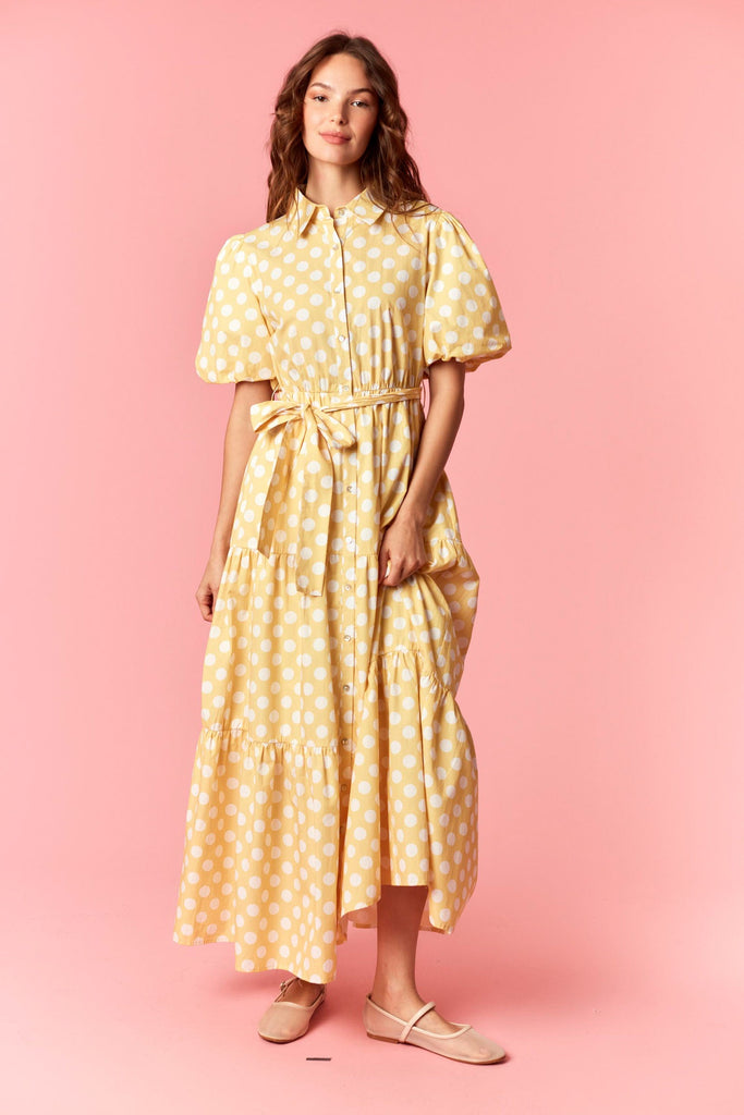 gold dots dress 1950s Coquette Polka Dot Cotton Dress